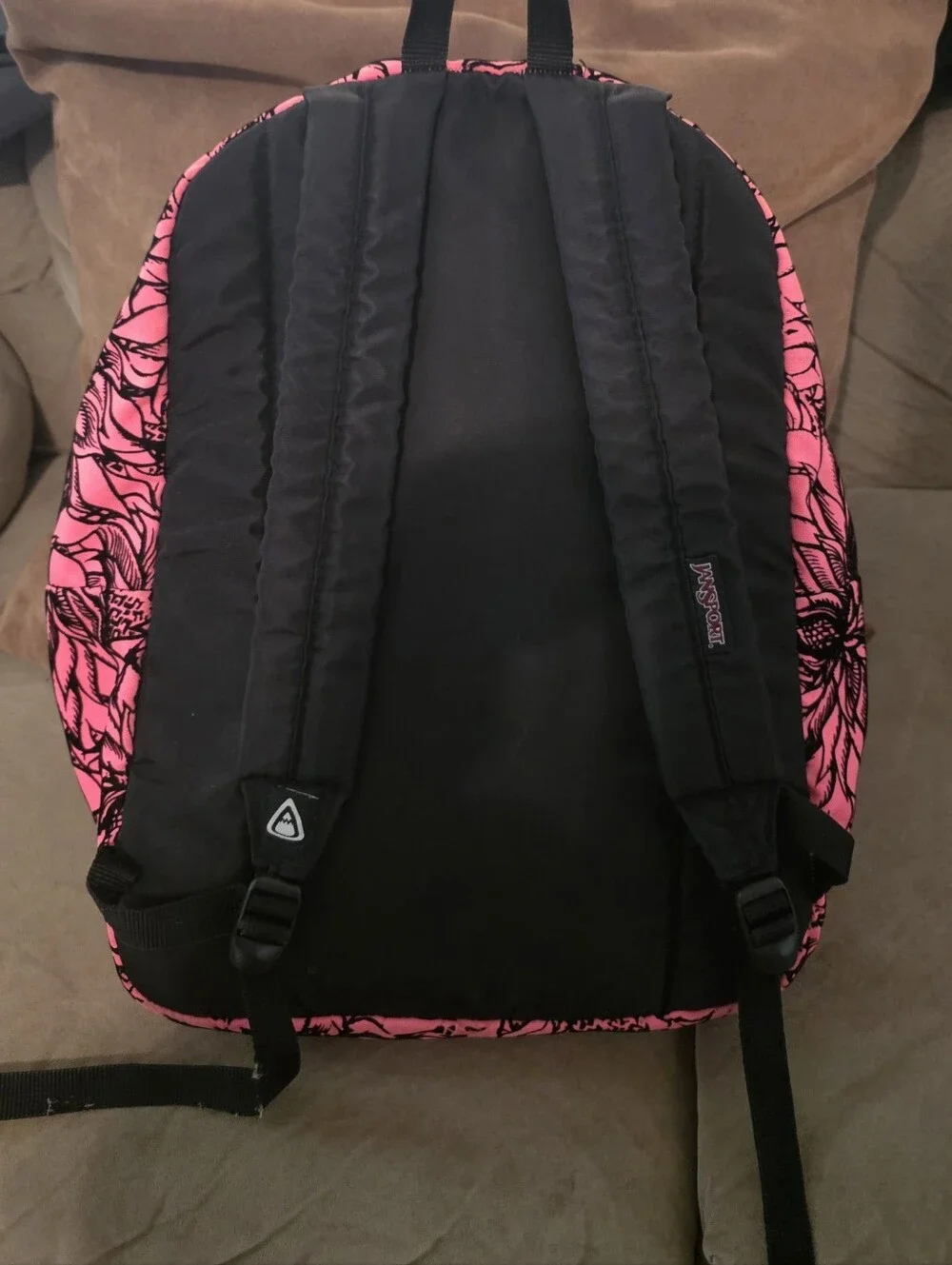 JanSport Pink and Black Floral Backpack
